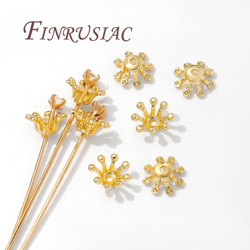 Supply Florist - 14K Altın Kaplama Çiçek Boncuk Kapakları,