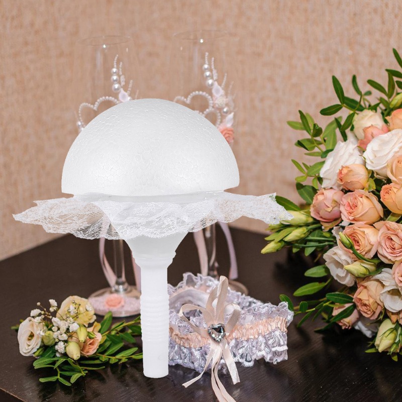 Bouquet Holder Foam - Yapay Çiçek Tutucu, DIY Beyaz Dantel