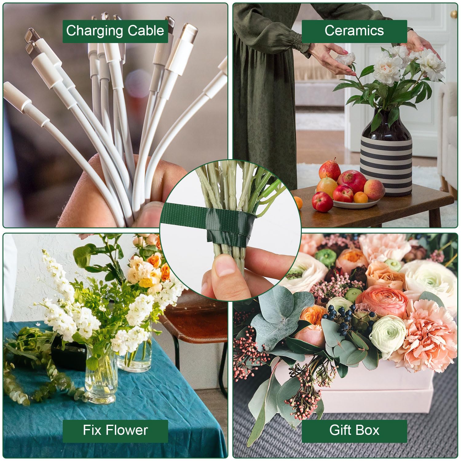 30 metre yeşil su geçirmez şef - Floral Tape Green incelemesi ve fiyatı