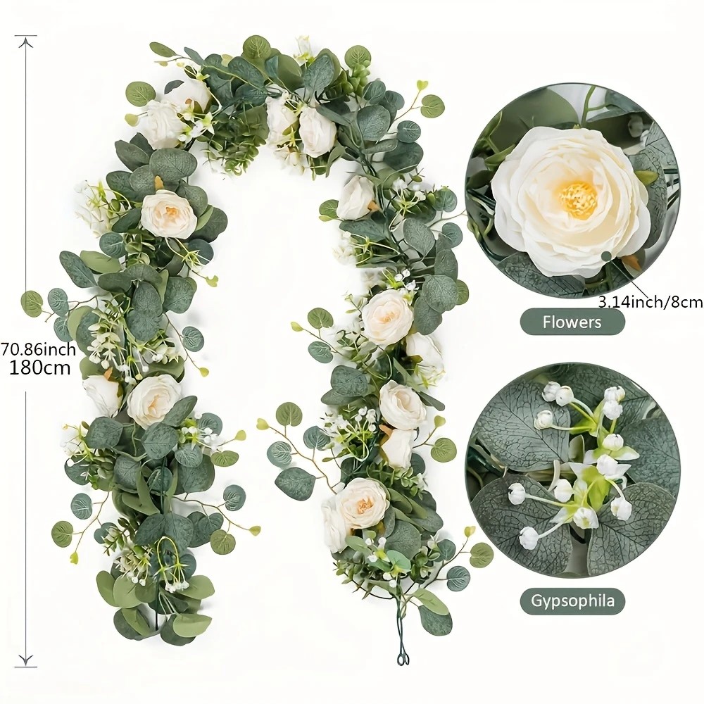 70 inç Okaliptüs ve Gül Çelenk - Eucalyptus Preserved incelemesi ve fiyatı